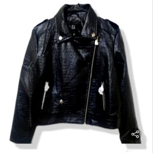Fuxx black leather women chacket size Large